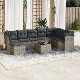 Gartenmöbel-Set 9-teilig mit grauen Polstern aus synthetischem Rattan von , Gartensets - Ref: Foro24-3249899, Preis: 527,78 €...