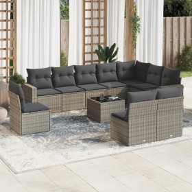 Gartensofagarnitur 11-teilig mit grauen Kissen aus synthetischem Rattan. von , Modulare Sofas für den Außenbereich - Ref: For...
