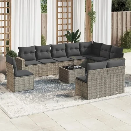 Set de sofás de jardín 11 pzas y cojines ratán sintético gris by , Modular outdoor sofas - Ref: Foro24-3251457, Price: 645,34...