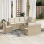 Gartensofa-Set, 9-teilig, mit Kissen, aus synthetischem Rattan in Beige. von , Modulare Sofas für den Außenbereich - Ref: For...