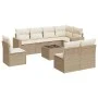 Gartensofa-Set, 9-teilig, mit Kissen, aus synthetischem Rattan in Beige. von , Modulare Sofas für den Außenbereich - Ref: For...