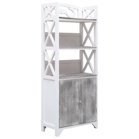 Mueble de baño madera de paulownia blanco y gris 46x24x116 cm