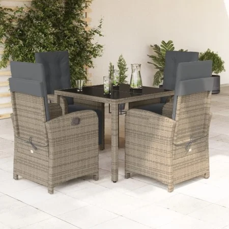 Set comedor de jardín 5 piezas con cojines ratán sintético gris by , Garden sets - Ref: Foro24-3212463, Price: 602,74 €, Disc...