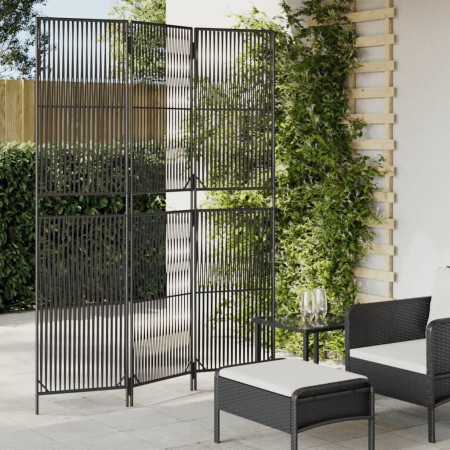 Biombo de 3 paneles ratán sintético negro de , Divisores de ambientes - Ref: Foro24-365388, Precio: 85,79 €, Descuento: %