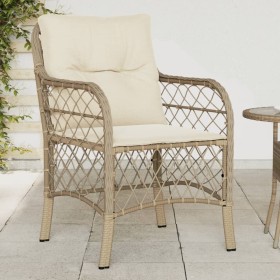 Sillones de jardín con cojines 2 uds ratán sintético beige