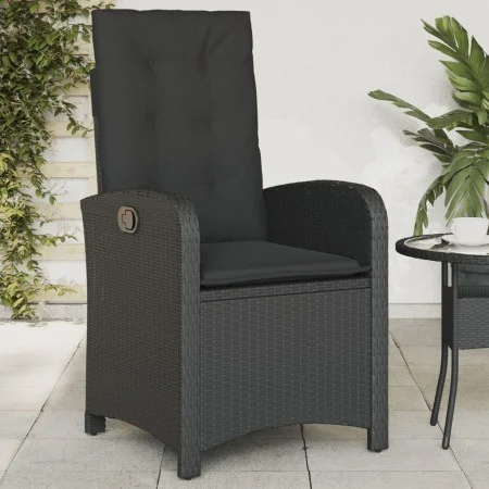 Reclining garden armchair with black synthetic rattan cushions by , Garden chairs - Ref: Foro24-365161, Price: 136,98 €, Disc...