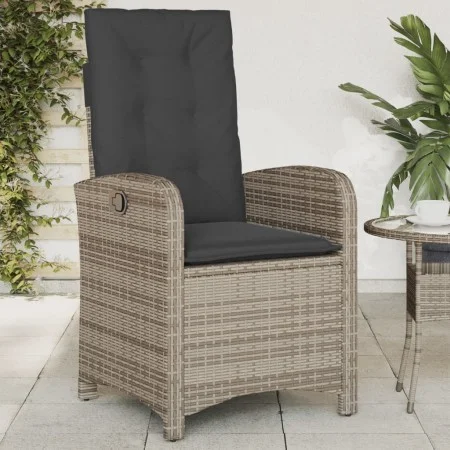 Reclining garden armchair with gray synthetic rattan cushions by , Garden chairs - Ref: Foro24-365163, Price: 140,82 €, Disco...