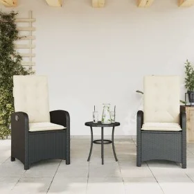 Reclining garden armchairs with 2 black synthetic rattan cushions by , Garden chairs - Ref: Foro24-365168, Price: 227,12 €, D...