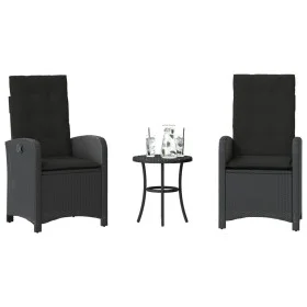 Table and chairs with cushions 3 pieces black synthetic rattan by , Garden sets - Ref: Foro24-365177, Price: 319,94 €, Discou...