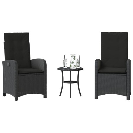 Tisch und Stühle mit Kissen, 3 Stück, schwarzes synthetisches Rattan von , Gartensets - Ref: Foro24-365177, Preis: 266,14 €, ...