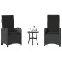 Tisch und Stühle mit Kissen, 3 Stück, schwarzes synthetisches Rattan von , Gartensets - Ref: Foro24-365177, Preis: 319,94 €, ...