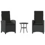 Table and chairs with cushions 3 pieces black synthetic rattan by , Garden sets - Ref: Foro24-365177, Price: 319,94 €, Discou...