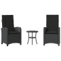 Tisch und Stühle mit Kissen, 3 Stück, schwarzes synthetisches Rattan von , Gartensets - Ref: Foro24-365177, Preis: 266,14 €, ...