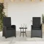 Table and chairs with cushions 3 pieces black synthetic rattan by , Garden sets - Ref: Foro24-365177, Price: 319,94 €, Discou...