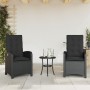 Tisch und Stühle mit Kissen, 3 Stück, schwarzes synthetisches Rattan von , Gartensets - Ref: Foro24-365177, Preis: 266,14 €, ...