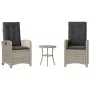 Garden chairs and table 3 pieces synthetic rattan gray cushion by , Garden sets - Ref: Foro24-365182, Price: 324,57 €, Discou...