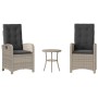 Gartenstühle und Tisch, 3 Stück, synthetisches Rattan, graue Kissen von , Gartensets - Ref: Foro24-365182, Preis: 270,01 €, R...