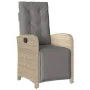Garden reclining armchair with beige mixed PE rattan footrest by , Garden chairs - Ref: Foro24-365189, Price: 148,91 €, Disco...