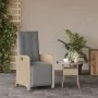 Garden reclining armchair with beige mixed PE rattan footrest by , Garden chairs - Ref: Foro24-365189, Price: 148,91 €, Disco...