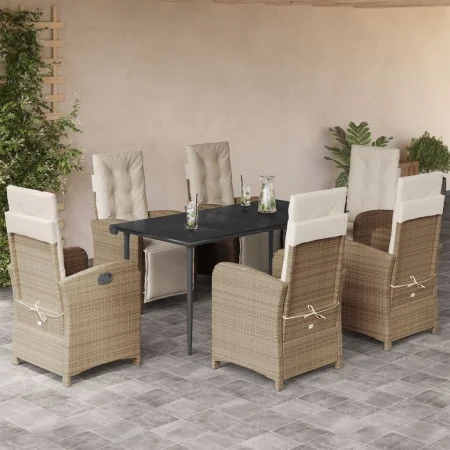 7-piece garden dining set with beige synthetic rattan cushions by , Garden sets - Ref: Foro24-3212574, Price: 924,29 €, Disco...