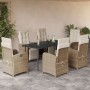 7-piece garden dining set with beige synthetic rattan cushions by , Garden sets - Ref: Foro24-3212574, Price: 943,00 €, Disco...