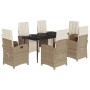 7-piece garden dining set with beige synthetic rattan cushions by , Garden sets - Ref: Foro24-3212574, Price: 943,00 €, Disco...