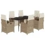 Set comedor de jardín 7 pzas con cojines ratán sintético beige de , Conjuntos de jardín - Ref: Foro24-3212574, Precio: 924,29...