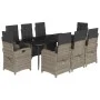 Garden dining set 9 pieces and gray synthetic rattan cushions by , Garden sets - Ref: Foro24-3212562, Price: 1,00 €, Discount: %