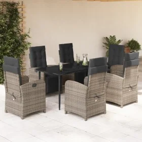 Garden dining set 7 pieces and gray synthetic rattan cushions by , Garden sets - Ref: Foro24-3212560, Price: 926,22 €, Discou...