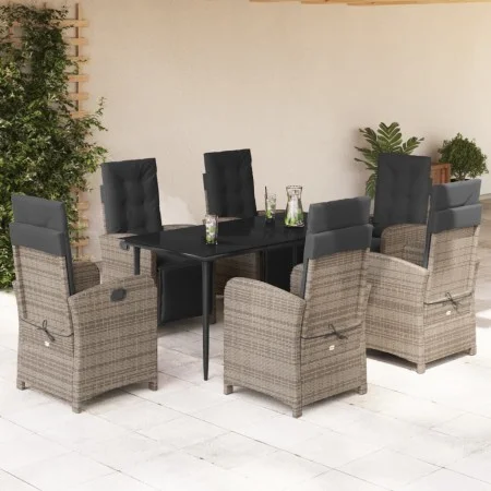 Garden dining set 7 pieces and gray synthetic rattan cushions by , Garden sets - Ref: Foro24-3212560, Price: 926,23 €, Discou...