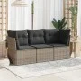 Garden sofa set 3 pieces and gray synthetic rattan cushions by , Garden sets - Ref: Foro24-3249049, Price: 195,61 €, Discount: %