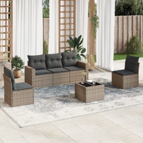6-piece garden furniture set with gray synthetic rattan cushions by , Modular outdoor sofas - Ref: Foro24-3251137, Price: 352...