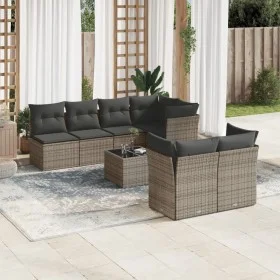 Garden sofa set 8 pieces and gray synthetic rattan cushions by , Garden sets - Ref: Foro24-3249139, Price: 490,35 €, Discount: %