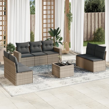 Set mit 8 Gartensofas und Kissen synthetisches Rattangrau von , Modulare Sofas für den Außenbereich - Ref: Foro24-3251177, Pr...