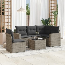 6-piece garden furniture set with gray synthetic rattan cushions by , Modular outdoor sofas - Ref: Foro24-3251317, Price: 386...