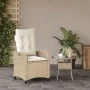 Reclining garden chair with beige synthetic rattan cushions by , Garden chairs - Ref: Foro24-365212, Price: 153,21 €, Discoun...