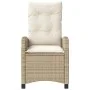 Silla de jardín reclinable con cojines ratán sintético beige de , Sillas de jardín - Ref: Foro24-365212, Precio: 153,15 €, De...
