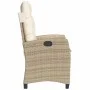 Reclining garden chair with beige synthetic rattan cushions by , Garden chairs - Ref: Foro24-365212, Price: 153,21 €, Discoun...
