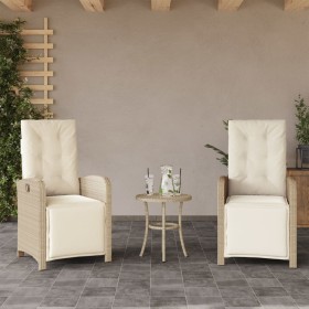 Reclining garden armchairs with footrests, 2 units, beige PE rattan by , Garden chairs - Ref: Foro24-365196, Price: 264,95 €,...