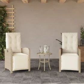 Reclining garden armchairs with footrests, 2 units, beige PE rattan by , Garden chairs - Ref: Foro24-365196, Price: 259,29 €,...