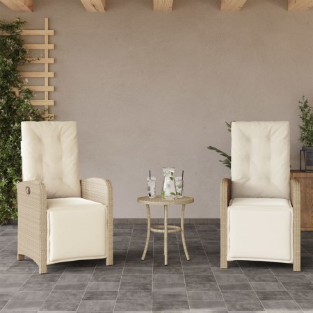 Gartenrelaxsessel mit Fußstütze 2 Stk. PE Rattan beige von , Gartenstühle - Ref: Foro24-365196, Preis: 264,95 €, Rabatt: %