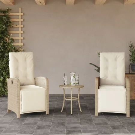 Sillones reclinables jardín con reposapiés 2 uds ratán PE beige de , Sillas de jardín - Ref: Foro24-365196, Precio: 259,29 €,...