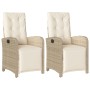 Reclining garden armchairs with footrests, 2 units, beige PE rattan by , Garden chairs - Ref: Foro24-365196, Price: 264,95 €,...