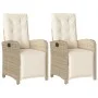 Sillones reclinables jardín con reposapiés 2 uds ratán PE beige de , Sillas de jardín - Ref: Foro24-365196, Precio: 259,29 €,...