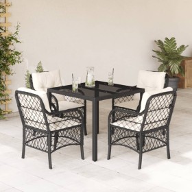 Set de muebles jardín 5 pzas con cojines ratán sintético negro de , Conjuntos de jardín - Ref: Foro24-3212019, Precio: 436,69...