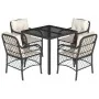 5-piece garden furniture set with black synthetic rattan cushions by , Garden sets - Ref: Foro24-3212019, Price: 481,66 €, Di...