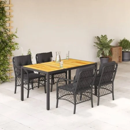 5-teiliges Gartenmöbel-Set mit Kissen synthetisches Rattan schwarz von , Gartensets - Ref: Foro24-3212044, Preis: 553,62 €, R...
