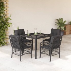 Set de muebles jardín 5 pzas con cojines ratán sintético negro de , Conjuntos de jardín - Ref: Foro24-3212025, Precio: 420,96...