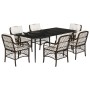 Set comedor de jardín 7 pzas con cojines ratán sintético marrón de , Conjuntos de jardín - Ref: Foro24-3212115, Precio: 702,91 €
