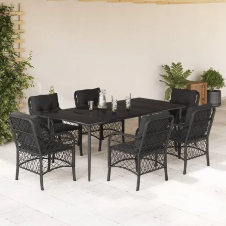 7-piece garden dining set and black synthetic rattan cushions by , Garden sets - Ref: Foro24-3212101, Price: 770,27 €, Discou...